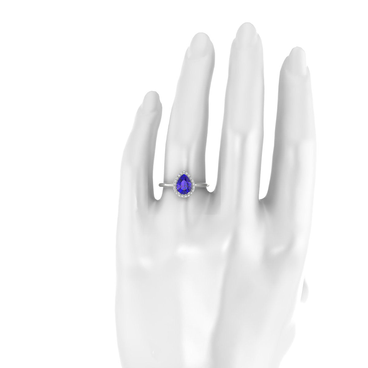 Solar | 18k White Gold 8 x 6 mm Pear Tanzanite Ring