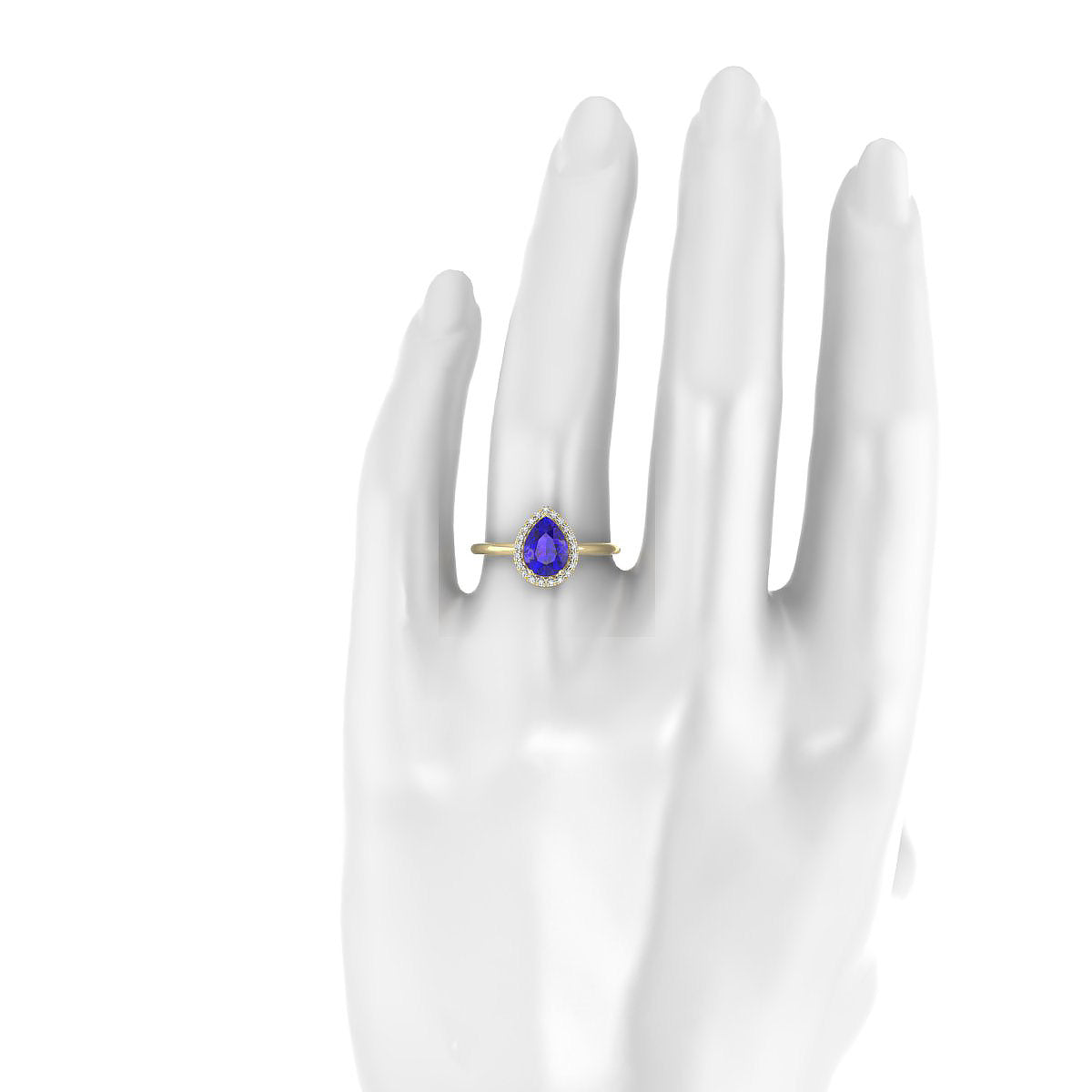 Solar | 18k Yellow Gold 8 x 6 mm Pear Tanzanite Ring