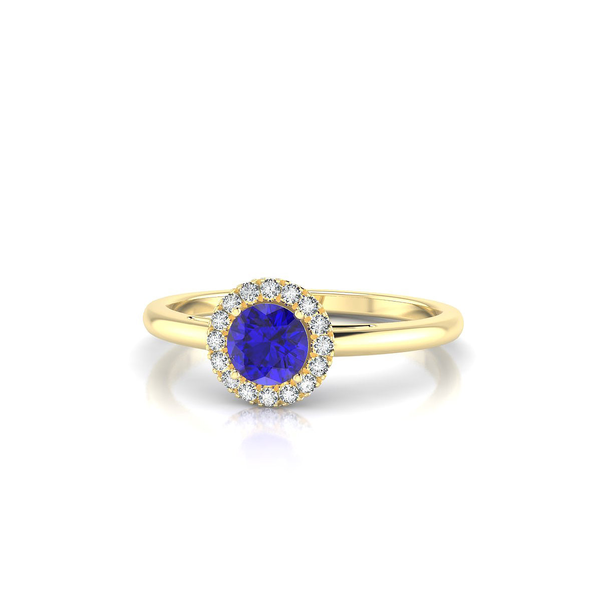 Solar | 18k Yellow Gold 4.5 mm Round Tanzanite Ring