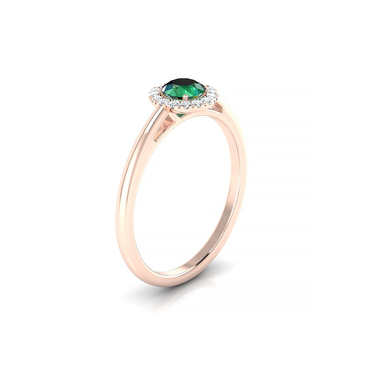 Solar | 18k Rose Gold 4.5 mm Round Emerald Ring