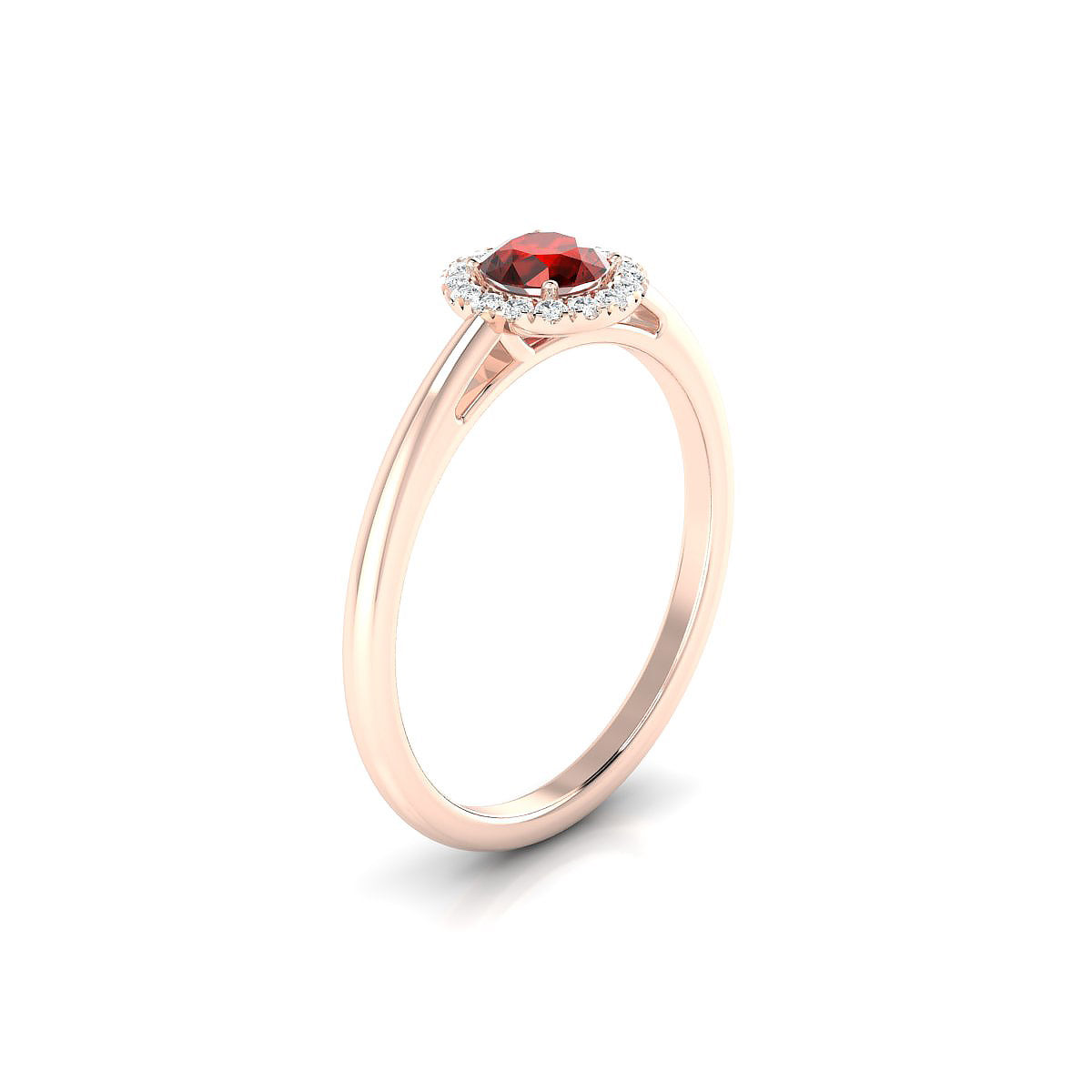 Solar | 18k Rose Gold 4.5 mm Round Garnet Ring