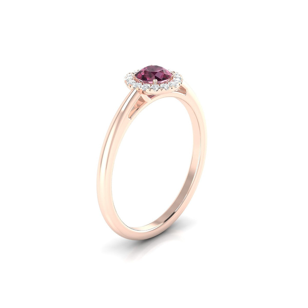 Solar | 18k Rose Gold 4.5 mm Round Rhodolite Ring
