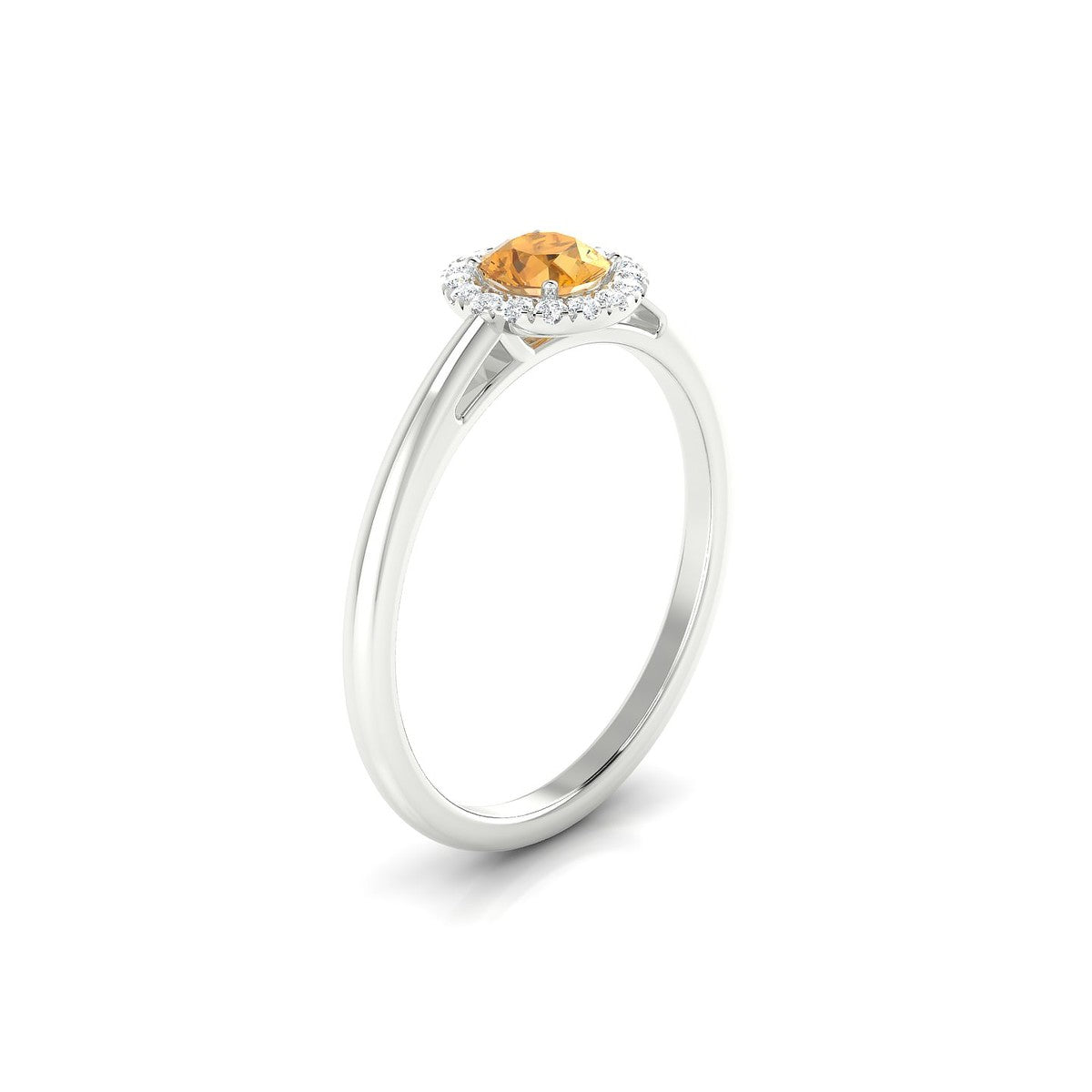 Solar | 18k White Gold 4.5 mm Round Citrine Ring