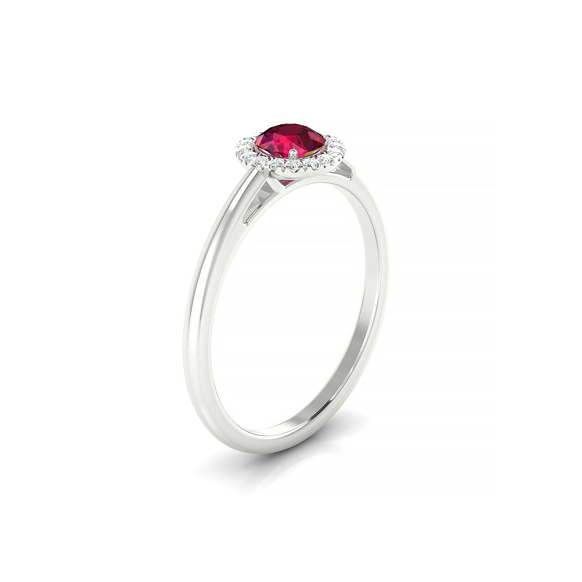 Solar | 18k White Gold 4.5 mm Round Ruby Ring