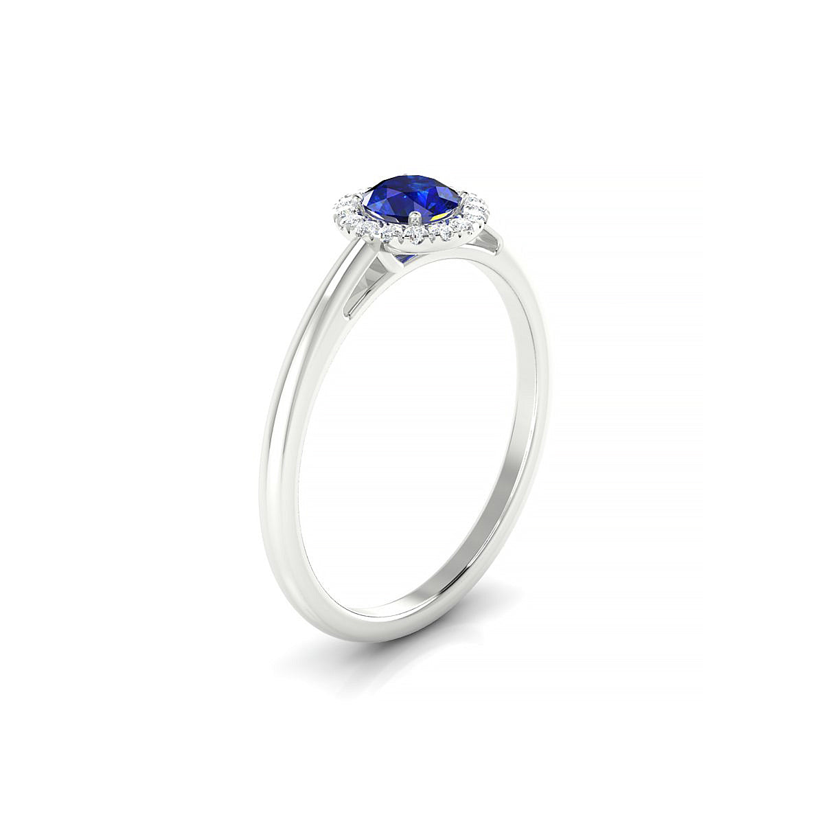 Solar | 18k White Gold 4.5 mm Round Sapphire Ring