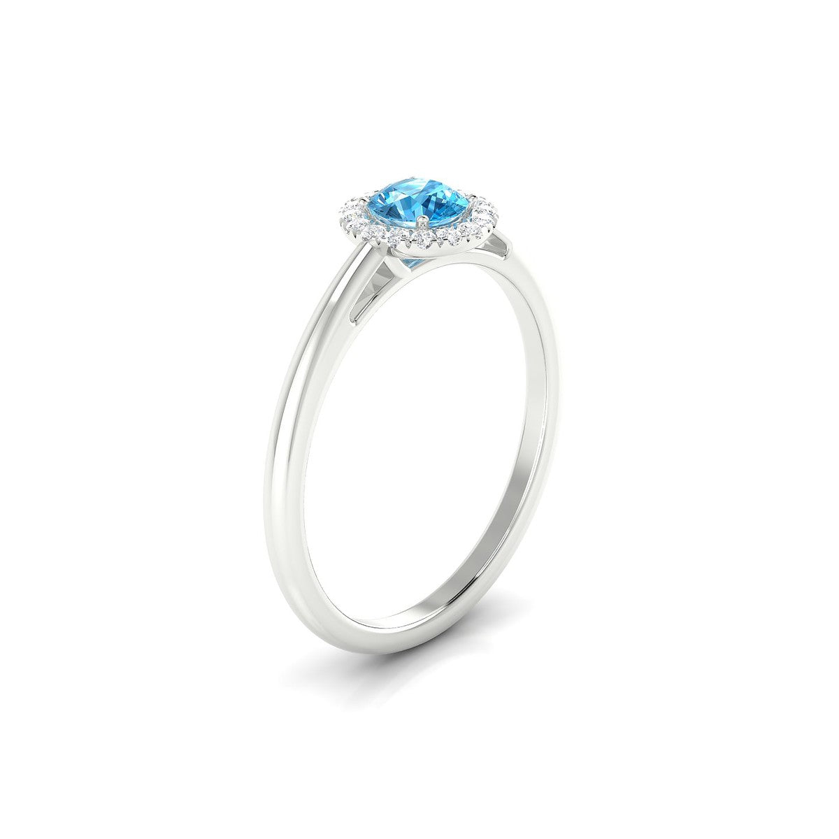 Solar | 18k White Gold 4.5 mm Round Topaz Ring