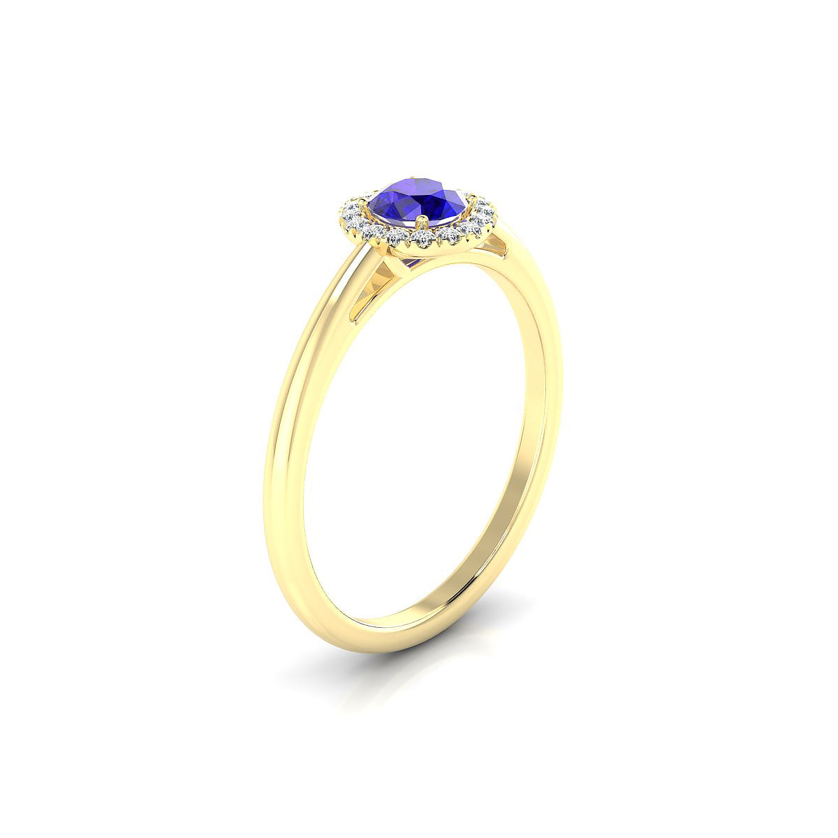 Solar | 18k Yellow Gold 4.5 mm Round Tanzanite Ring