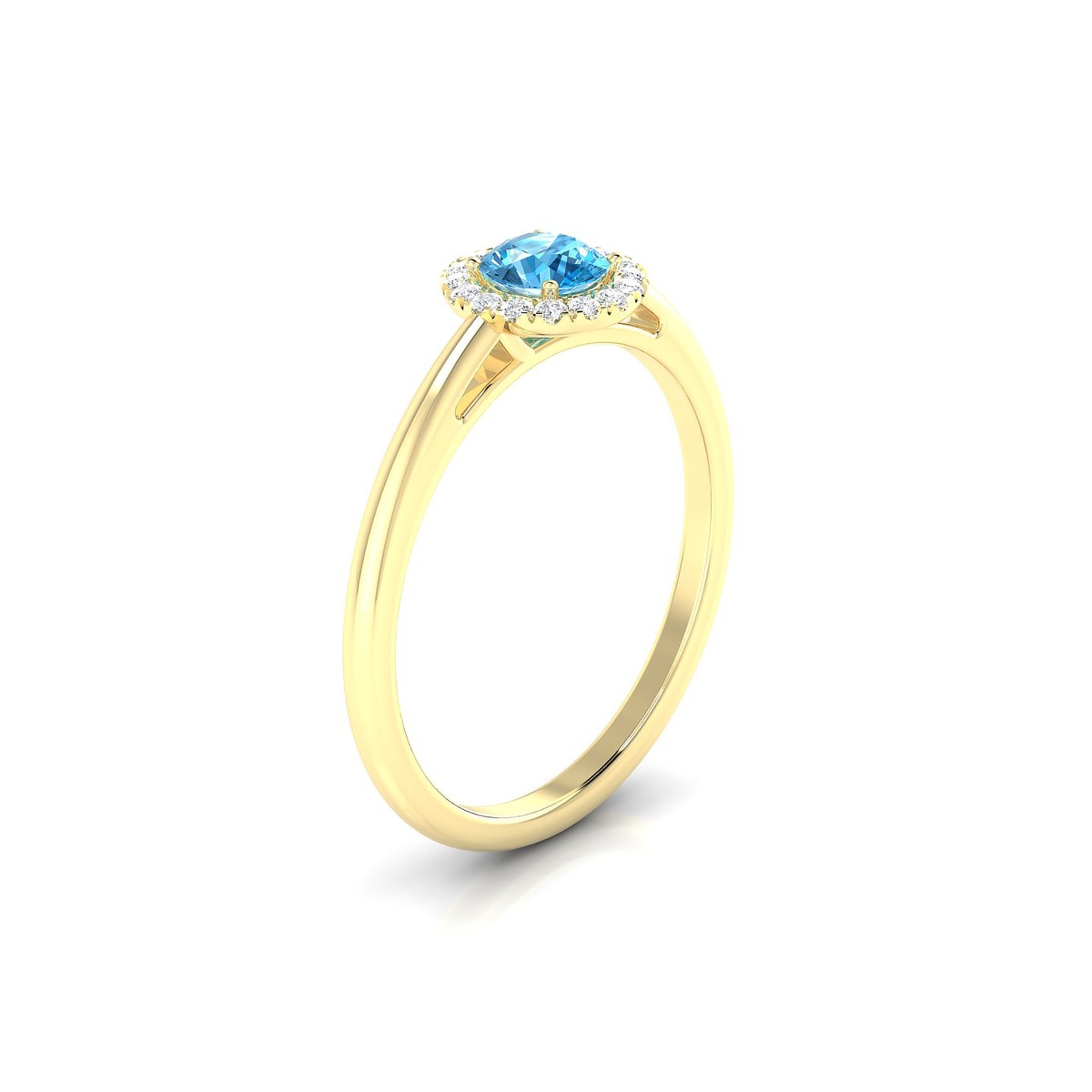 Solar | 18k Yellow Gold 4.5 mm Round Topaz Ring