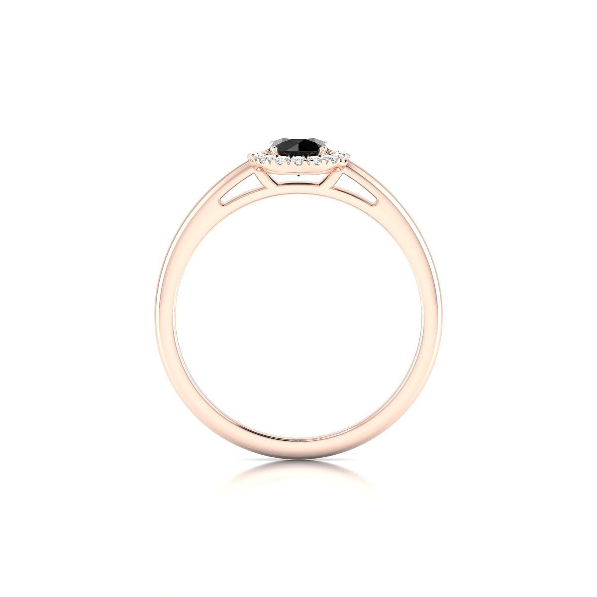 Solar | 18k Rose Gold 4.5 mm Round Black Diamond Ring