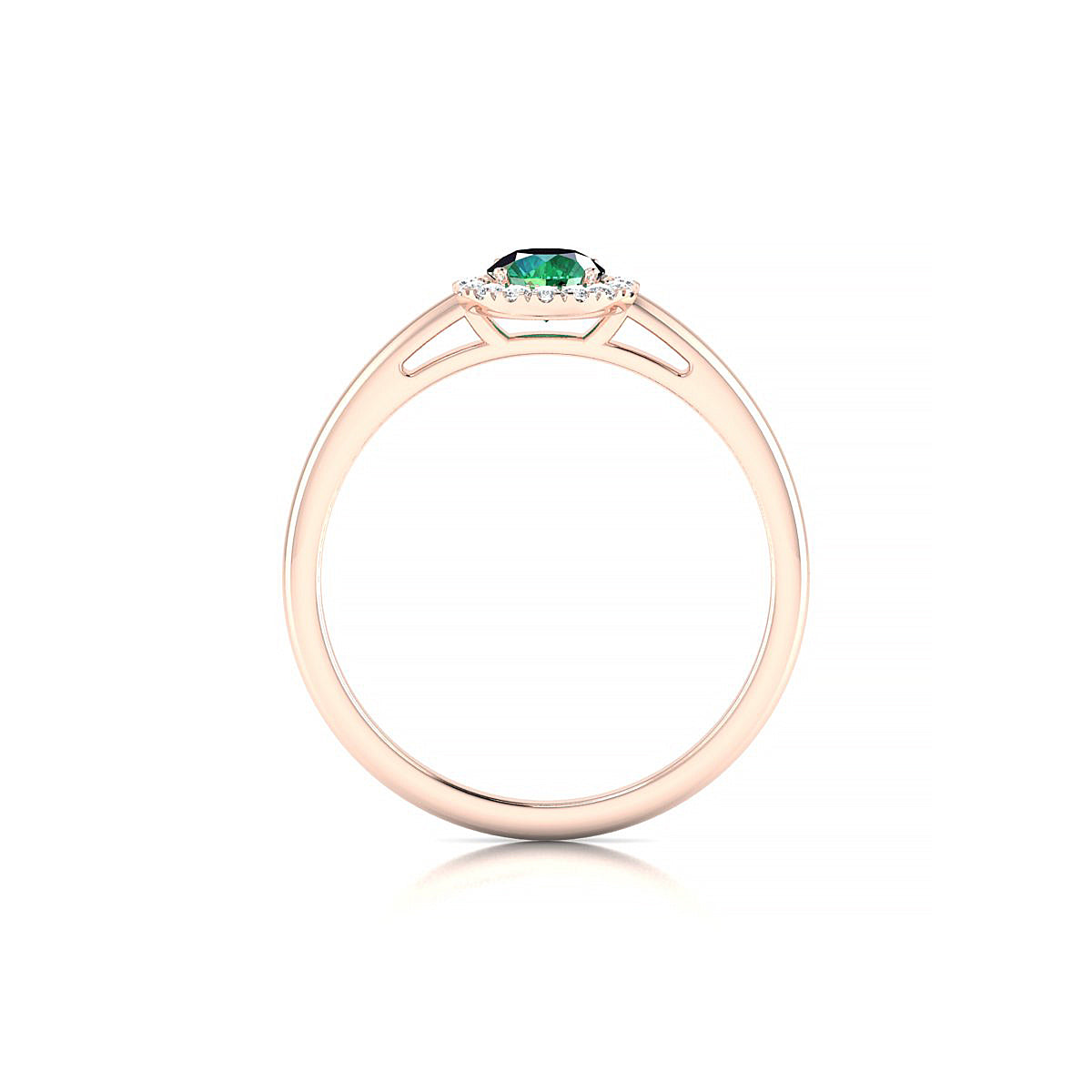 Solar | 18k Rose Gold 4.5 mm Round Emerald Ring