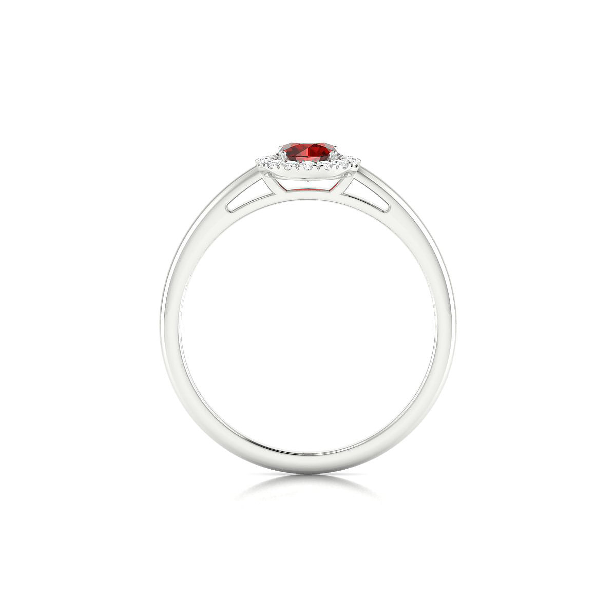 Solar | 18k White Gold 4.5 mm Round Garnet Ring
