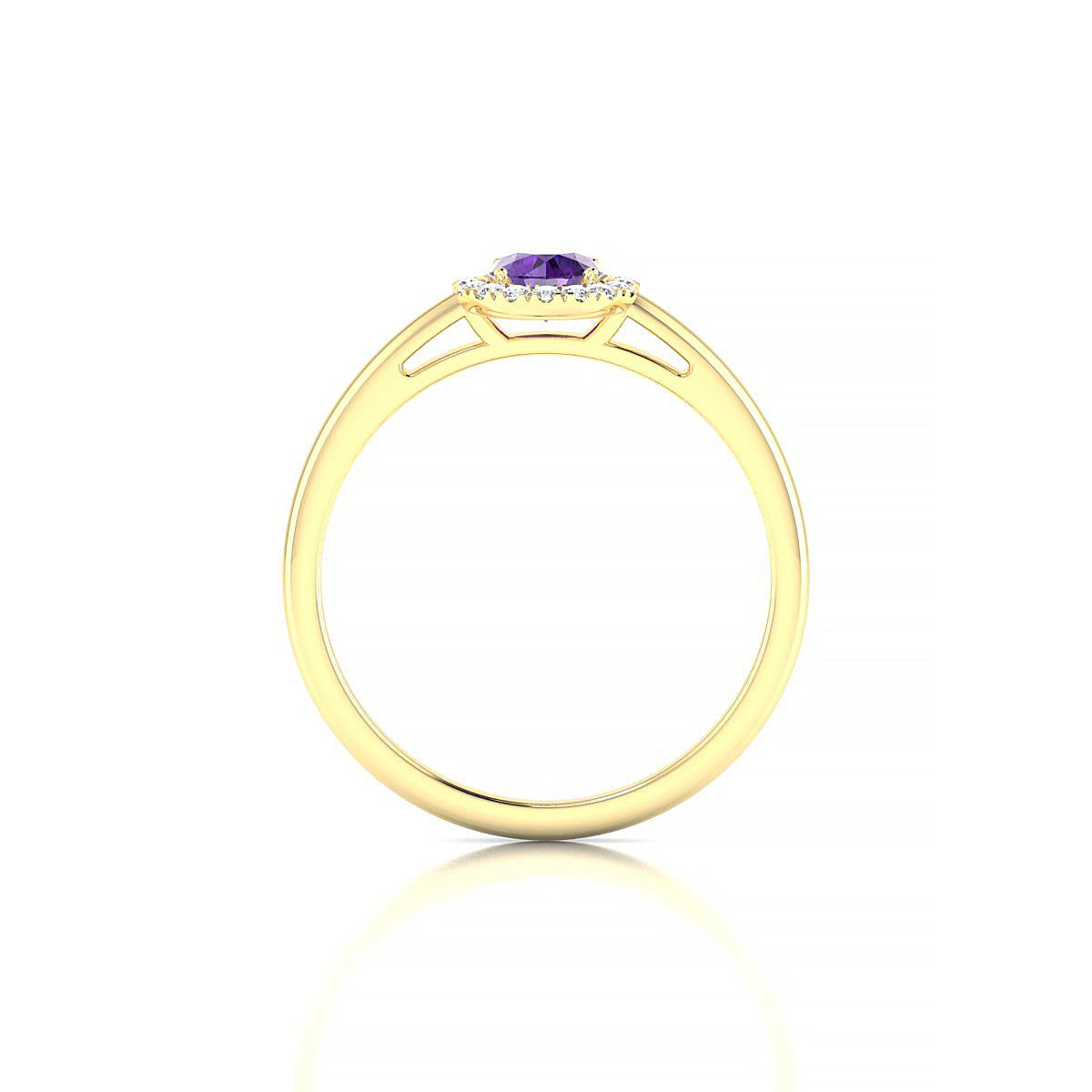 Solar | 18k Yellow Gold 4.5 mm Round Amethyst Ring