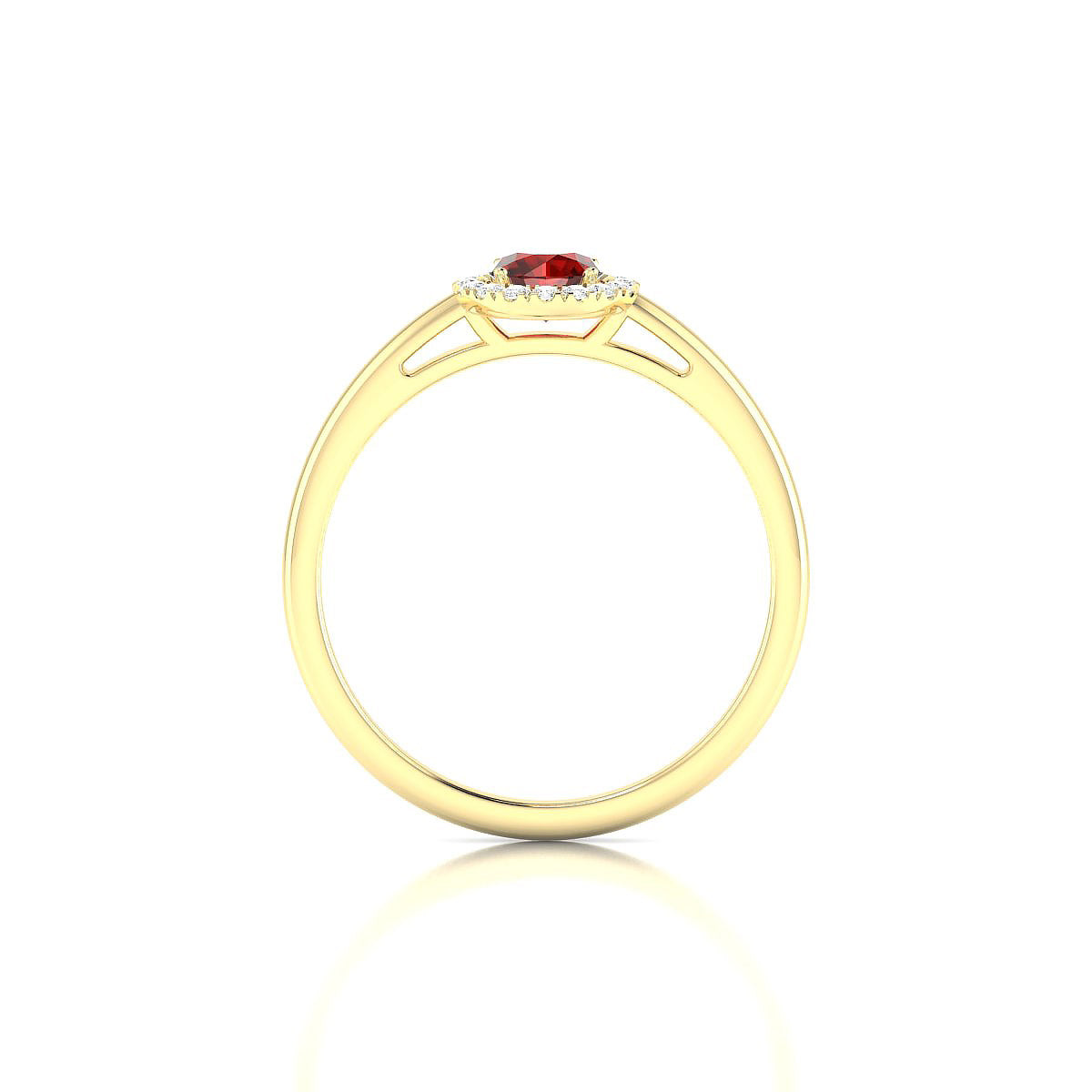 Solar | 18k Yellow Gold 4.5 mm Round Garnet Ring