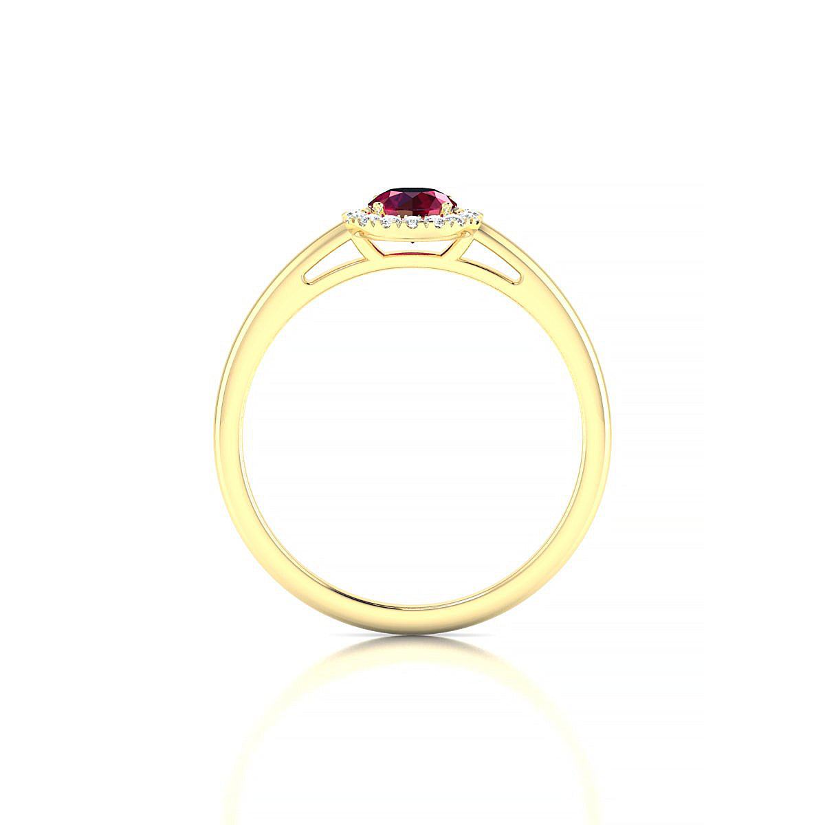 Solar | 18k Yellow Gold 4.5 mm Round Ruby Ring