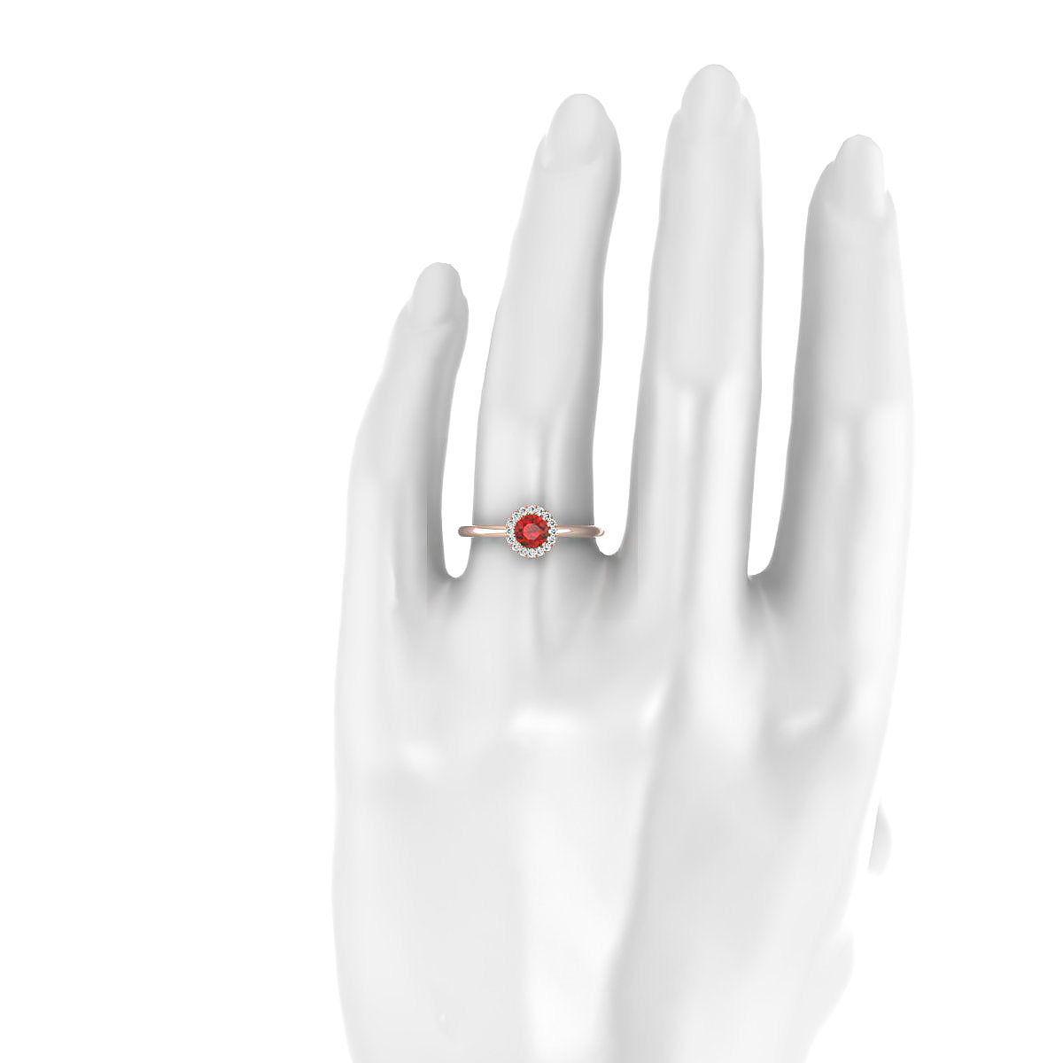 Solar | 18k Rose Gold 4.5 mm Round Garnet Ring