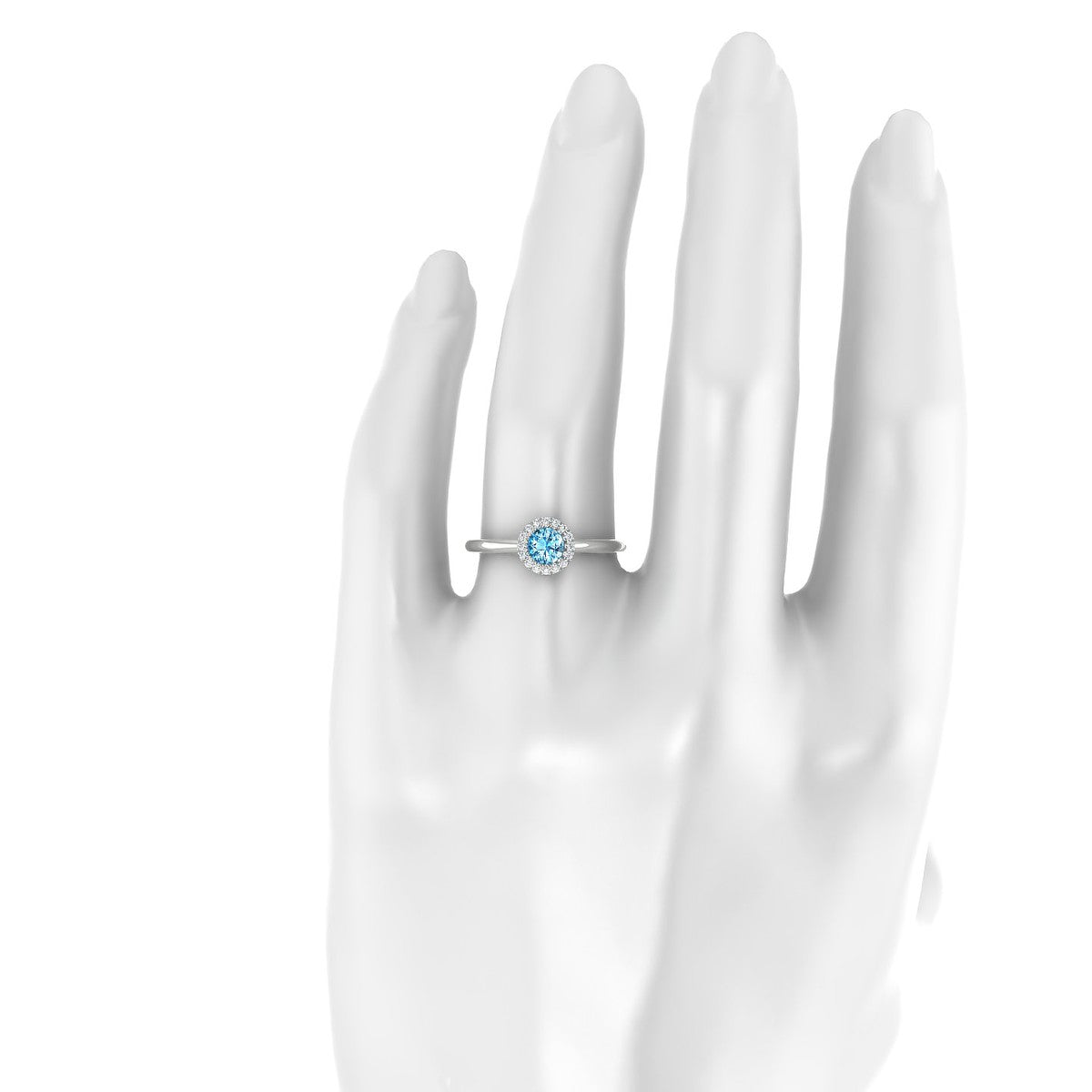 Solar | 18k White Gold 4.5 mm Round Topaz Ring