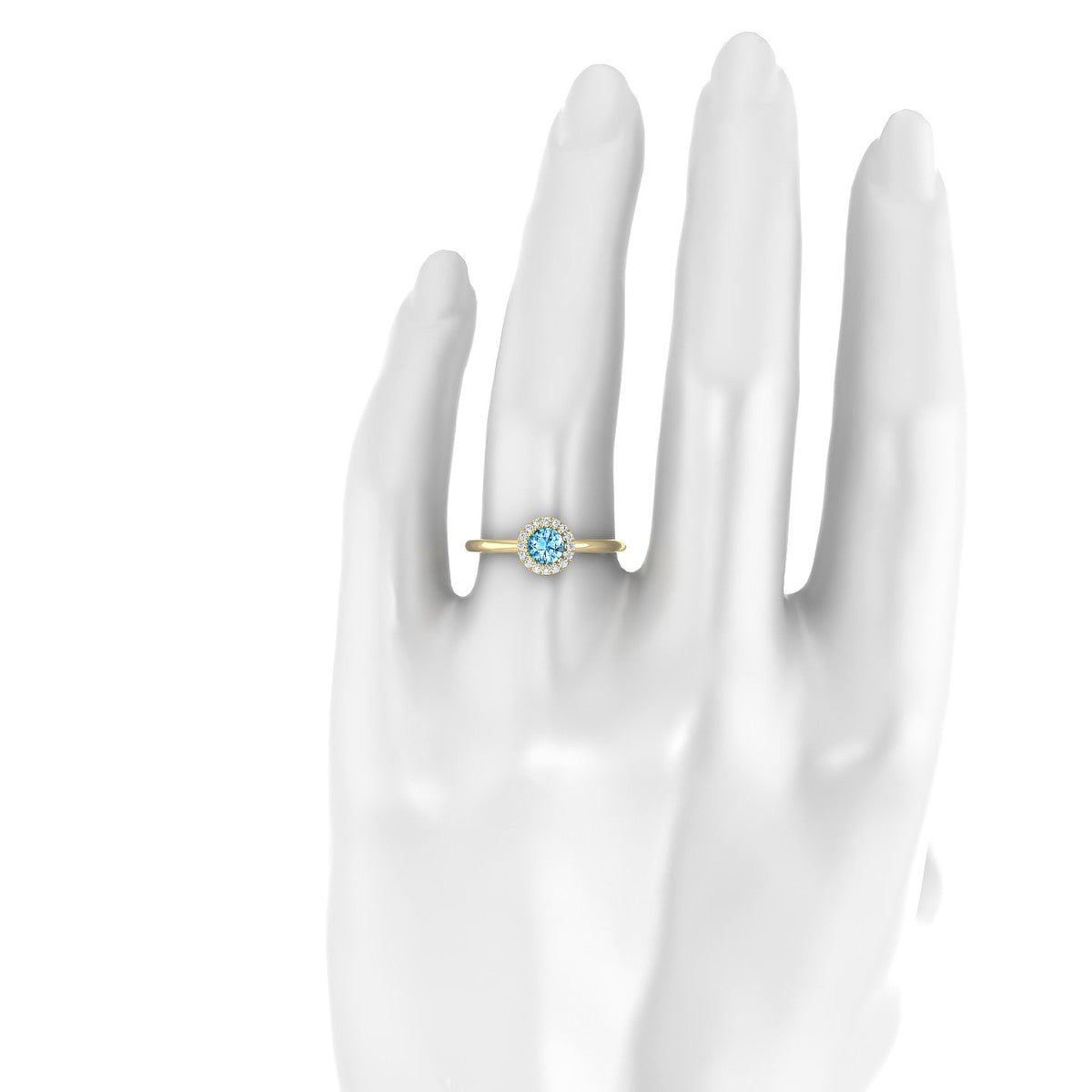 Solar | 18k Yellow Gold 4.5 mm Round Topaz Ring