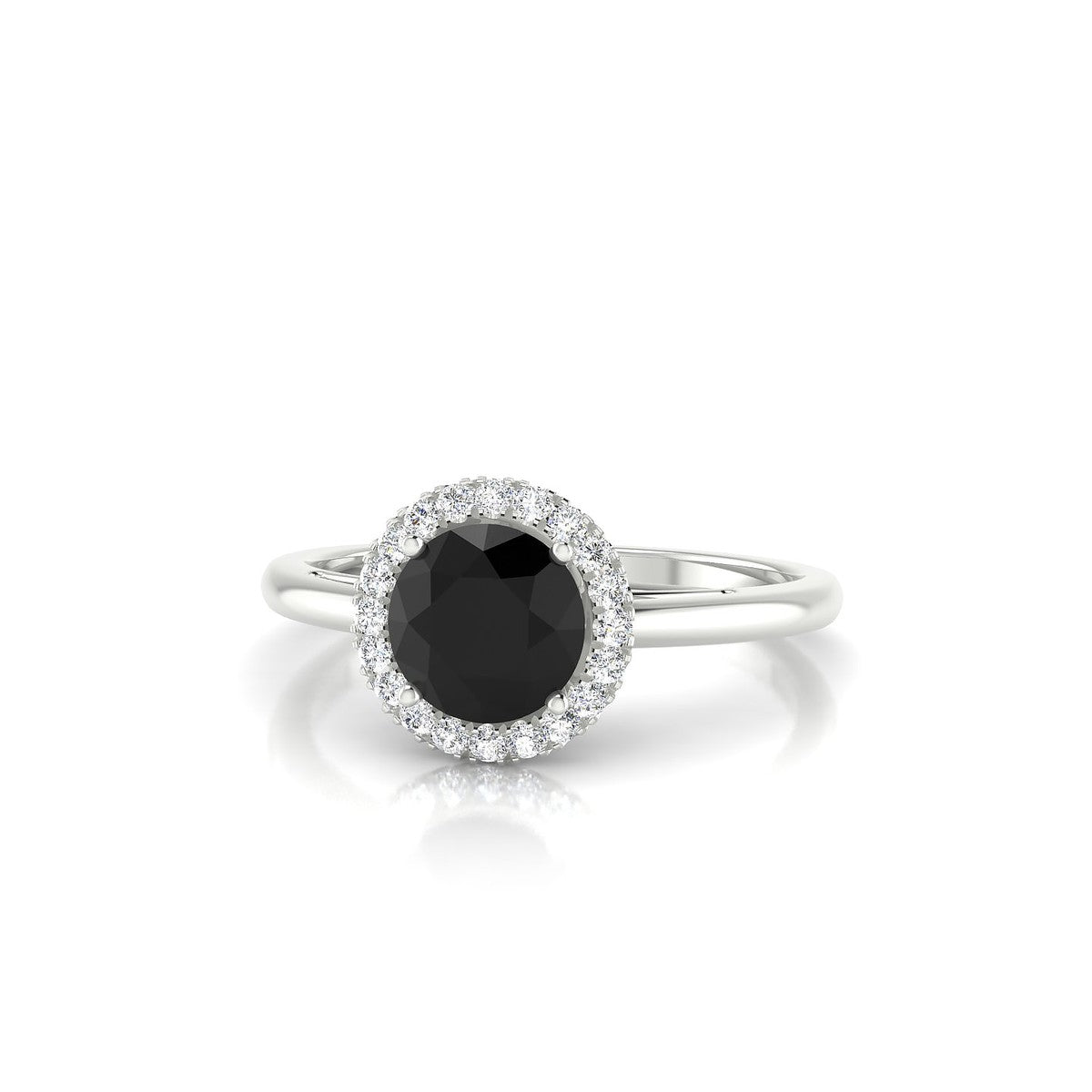 Solar | 18k White Gold 6 mm Round Black Diamond Ring