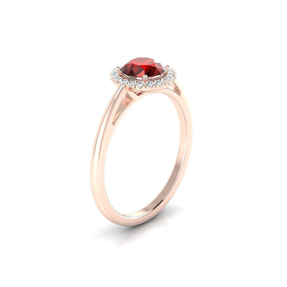 Solar | 18k Rose Gold 6 mm Round Garnet Ring