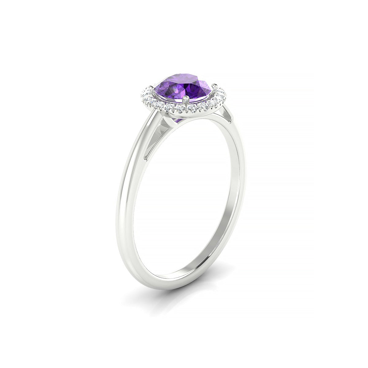 Solar | 18k White Gold 6 mm Round Amethyst Ring