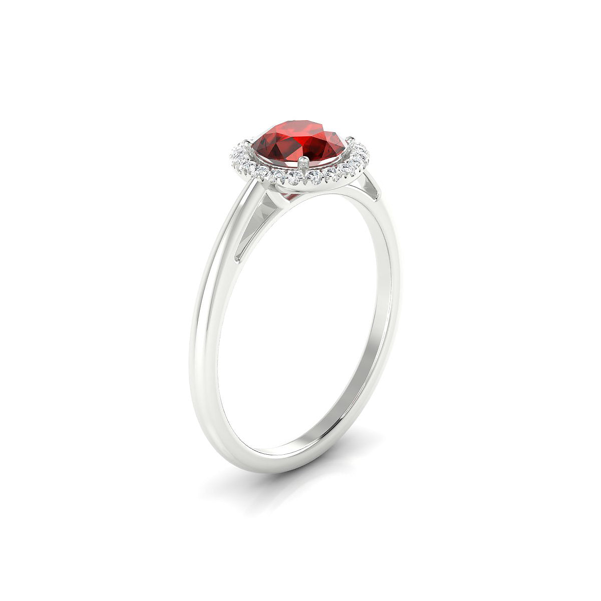 Solar | 18k White Gold 6 mm Round Garnet Ring