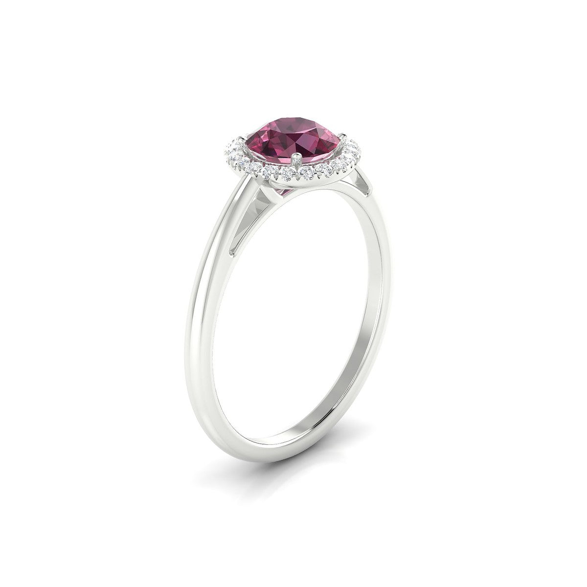 Solar | 18k White Gold 6 mm Round Rhodolite Ring