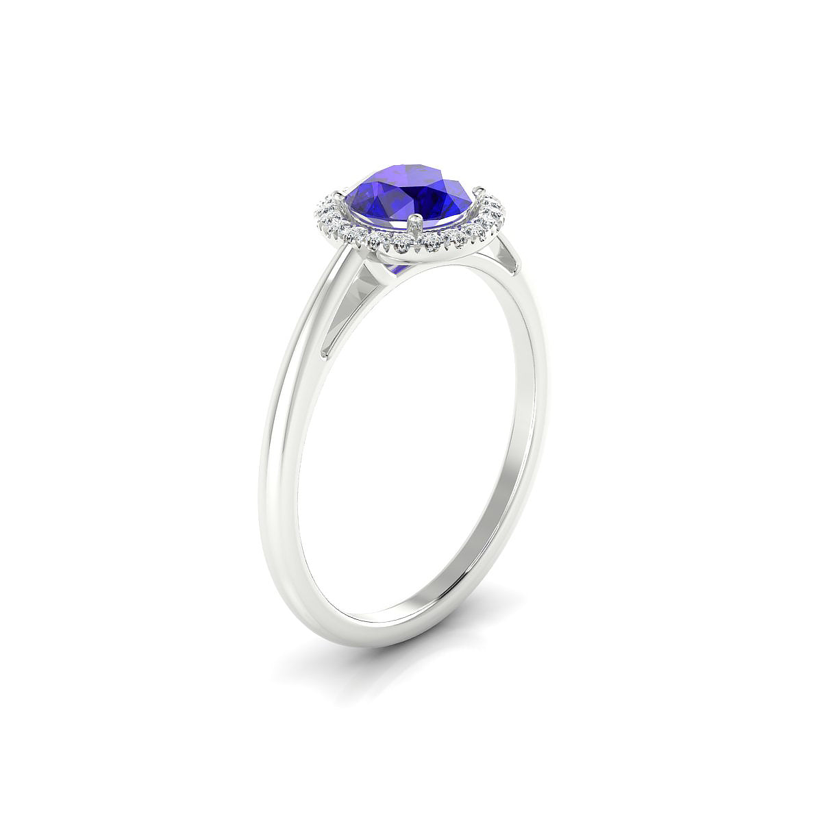 Solar | 18k White Gold 6 mm Round Tanzanite Ring