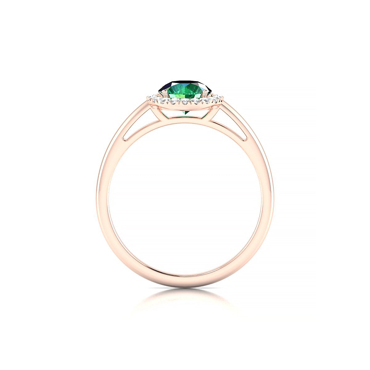 Solar | 18k Rose Gold 6 mm Round Emerald Ring