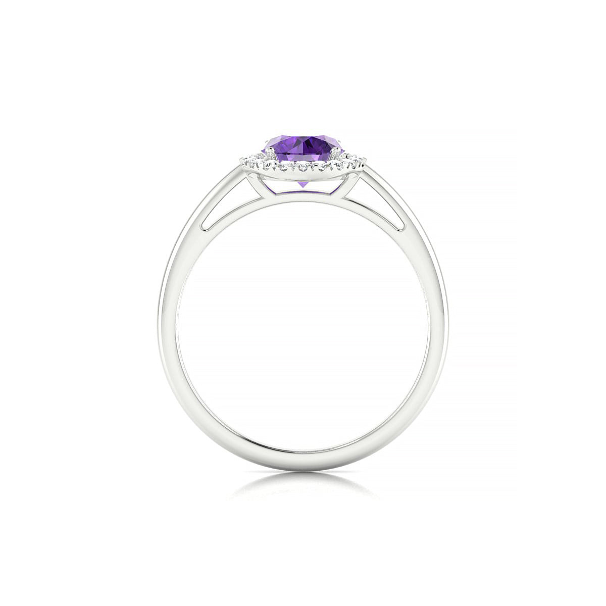 Solar | 18k White Gold 6 mm Round Amethyst Ring