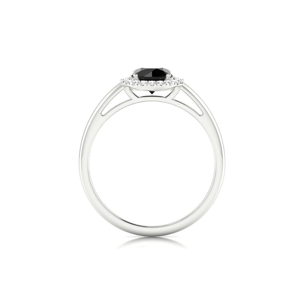 Solar | 18k White Gold 6 mm Round Black Diamond Ring