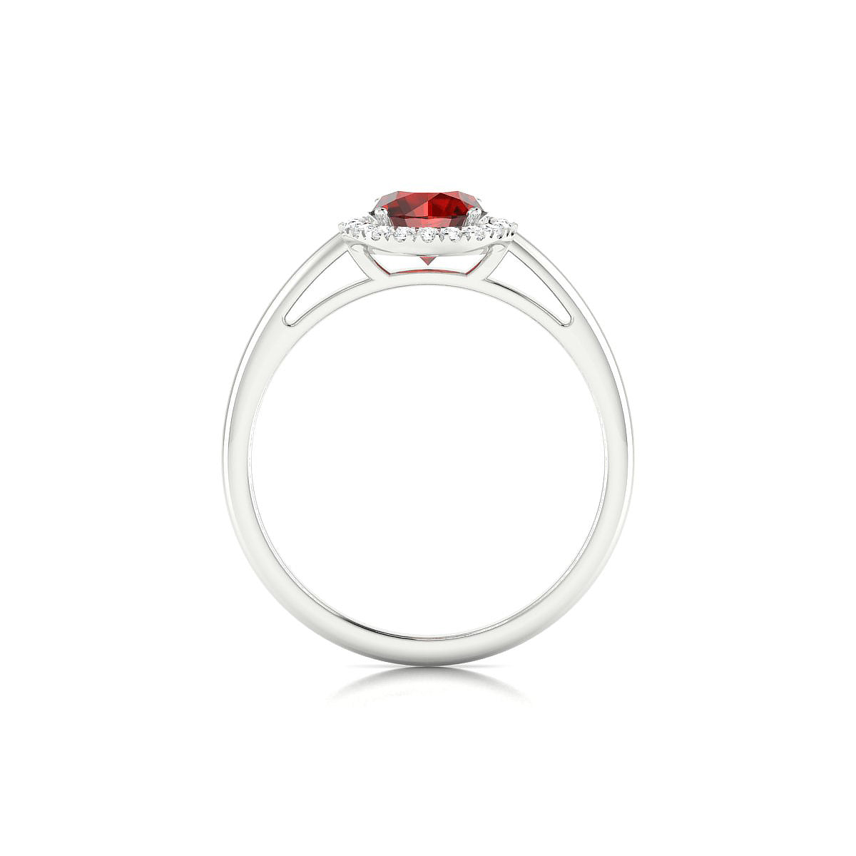 Solar | 18k White Gold 6 mm Round Garnet Ring