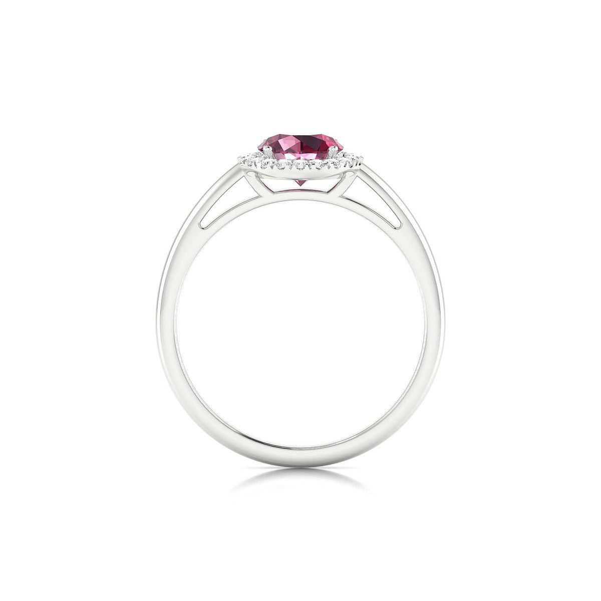 Solar | 18k White Gold 6 mm Round Rhodolite Ring