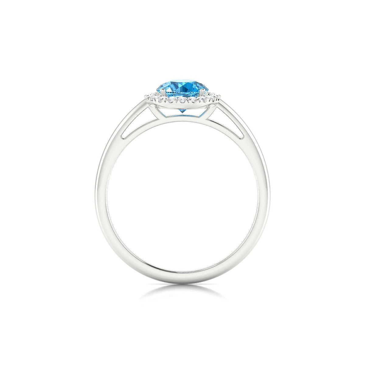 Solar | 18k White Gold 6 mm Round Topaz Ring
