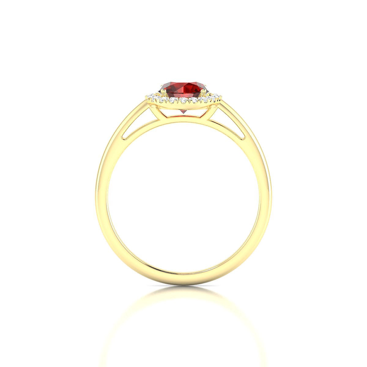 Solar | 18k Yellow Gold 6 mm Round Garnet Ring