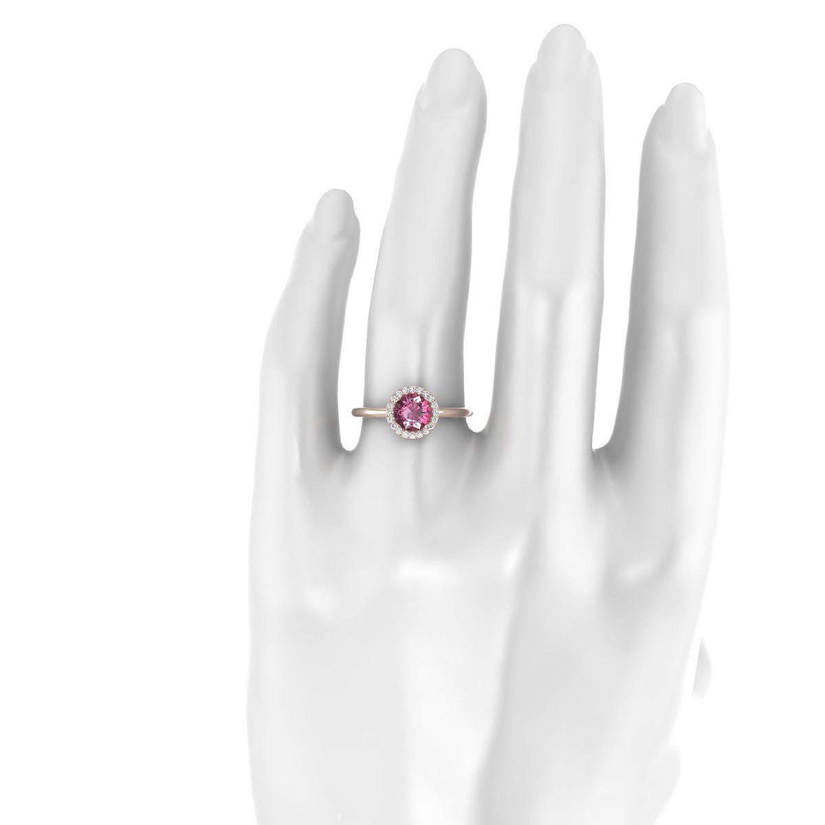Solar | 18k Rose Gold 6 mm Round Rhodolite Ring