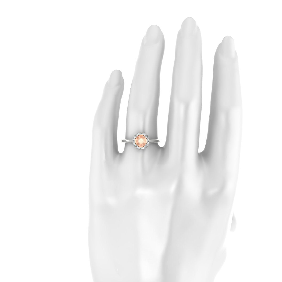 Solar | 18k White Gold 6 mm Round Morganite Ring
