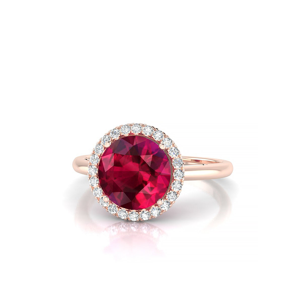 Solar | 18k Rose Gold 8 mm Round Ruby Ring
