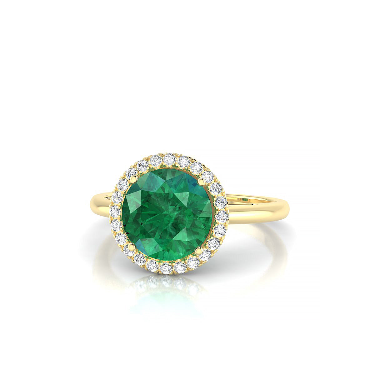 Solar | 18k Yellow Gold 8 mm Round Emerald Ring