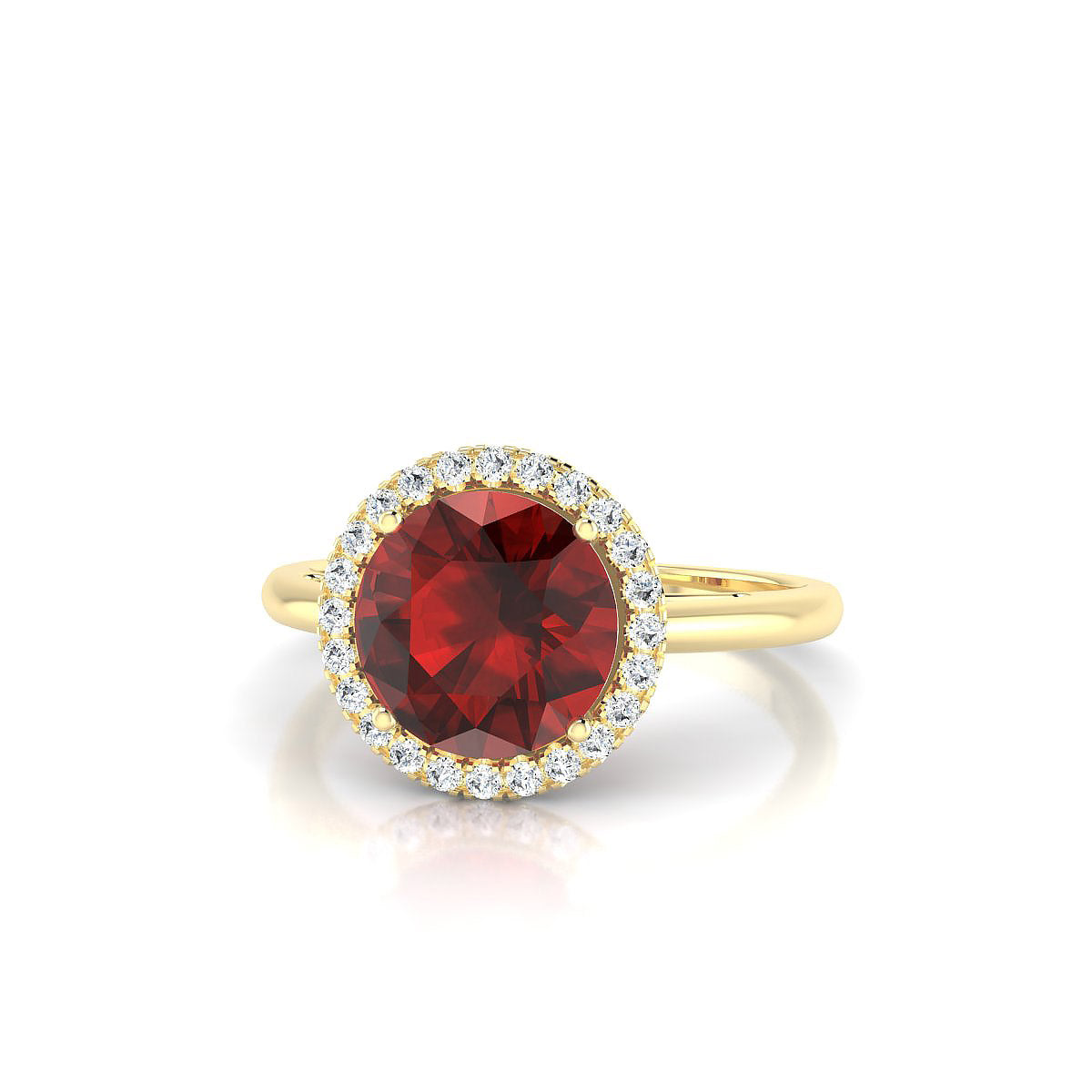 Solar | 18k Yellow Gold 8 mm Round Garnet Ring