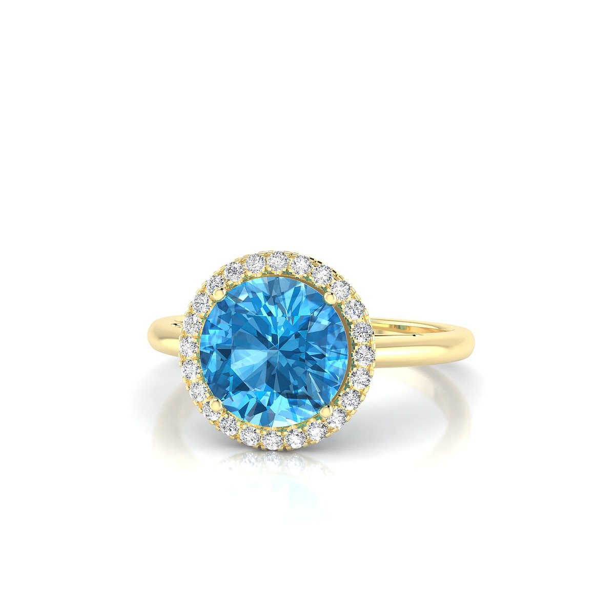 Solar | 18k Yellow Gold 8 mm Round Topaz Ring