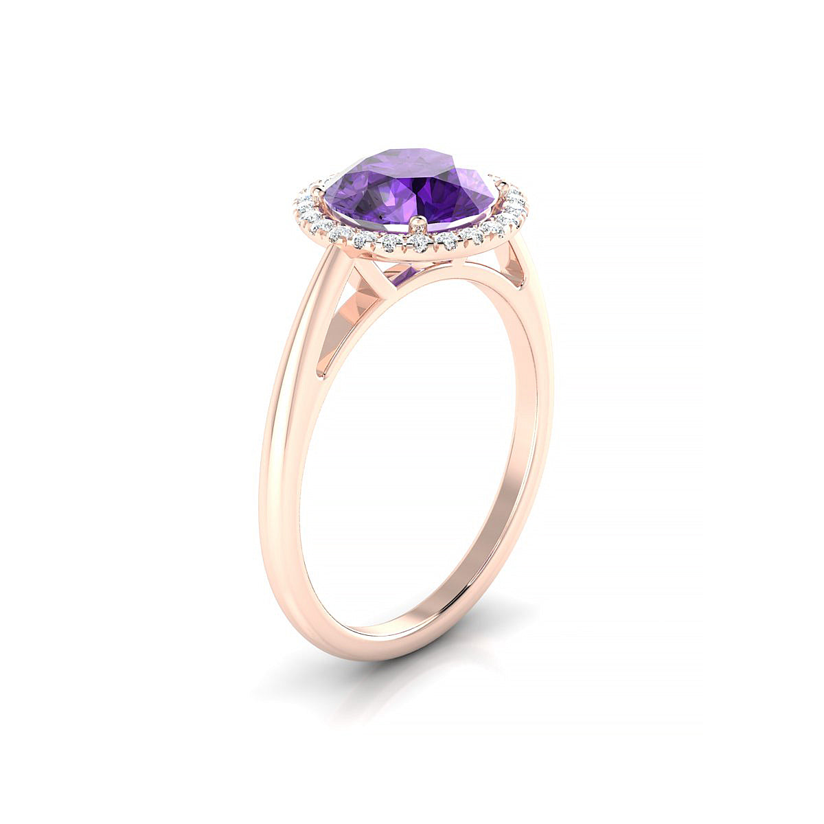 Solar | 18k Rose Gold 8 mm Round Amethyst Ring