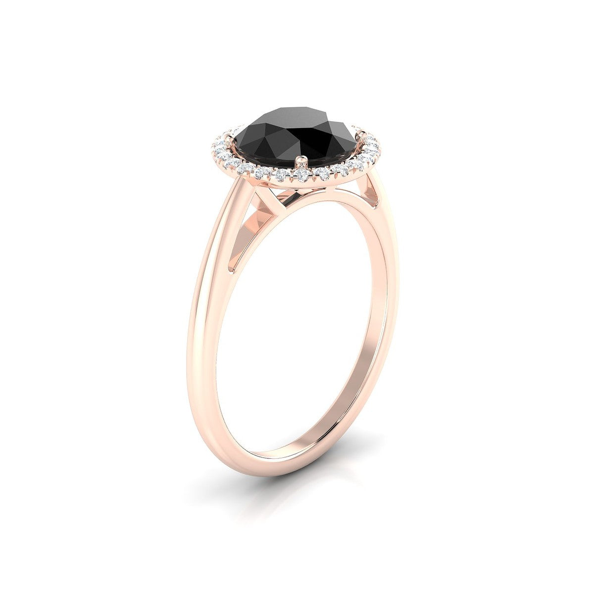 Solar | 18k Rose Gold 8 mm Round Black Diamond Ring