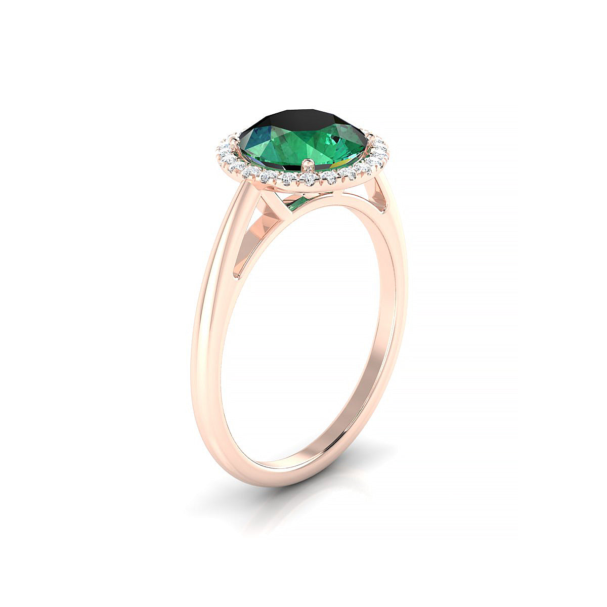Solar | 18k Rose Gold 8 mm Round Emerald Ring