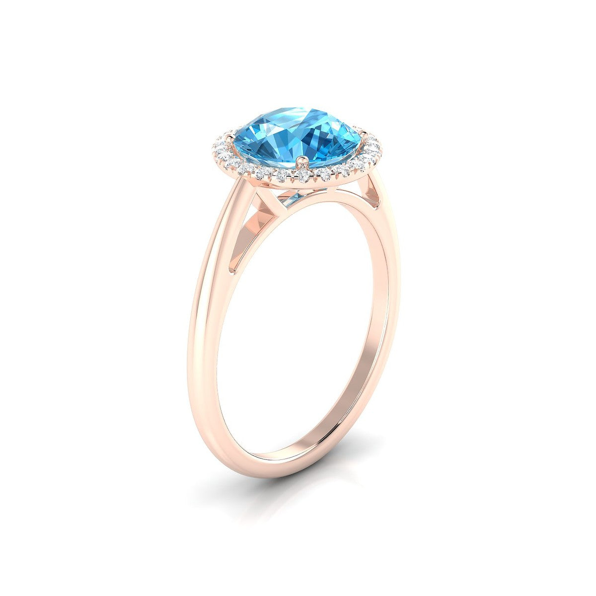 Solar | 18k Rose Gold 8 mm Round Topaz Ring