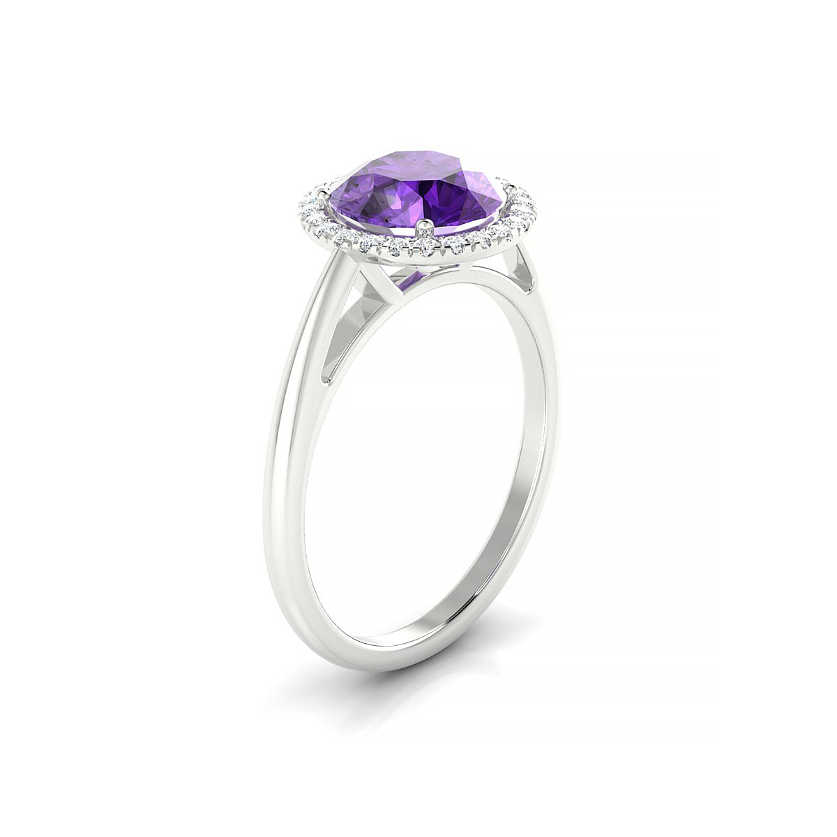 Solar | 18k White Gold 8 mm Round Amethyst Ring