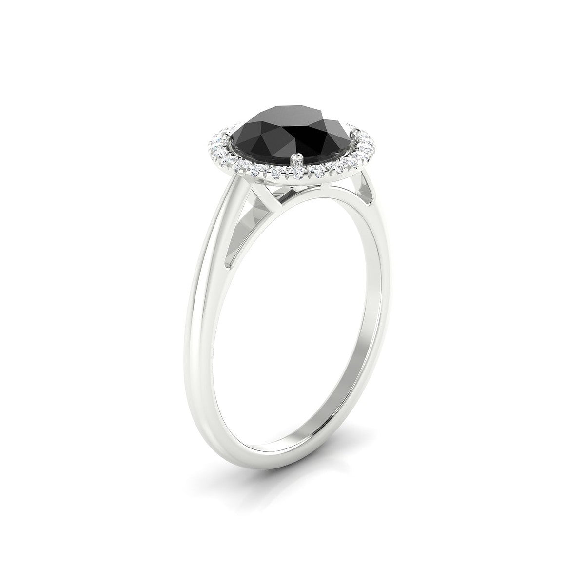 Solar | 18k White Gold 8 mm Round Black Diamond Ring