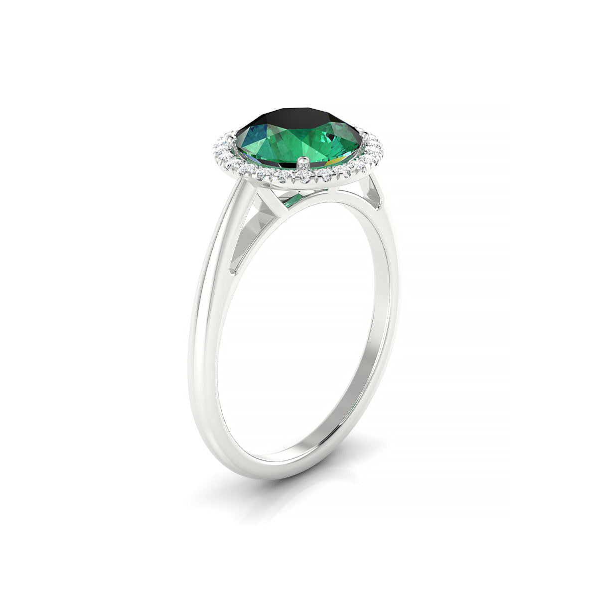 Solar | 18k White Gold 8 mm Round Emerald Ring