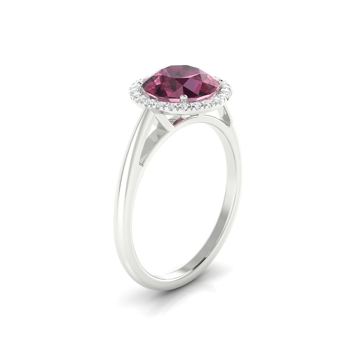 Solar | 18k White Gold 8 mm Round Rhodolite Ring