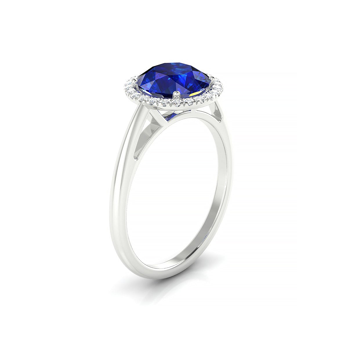 Solar | 18k White Gold 8 mm Round Sapphire Ring