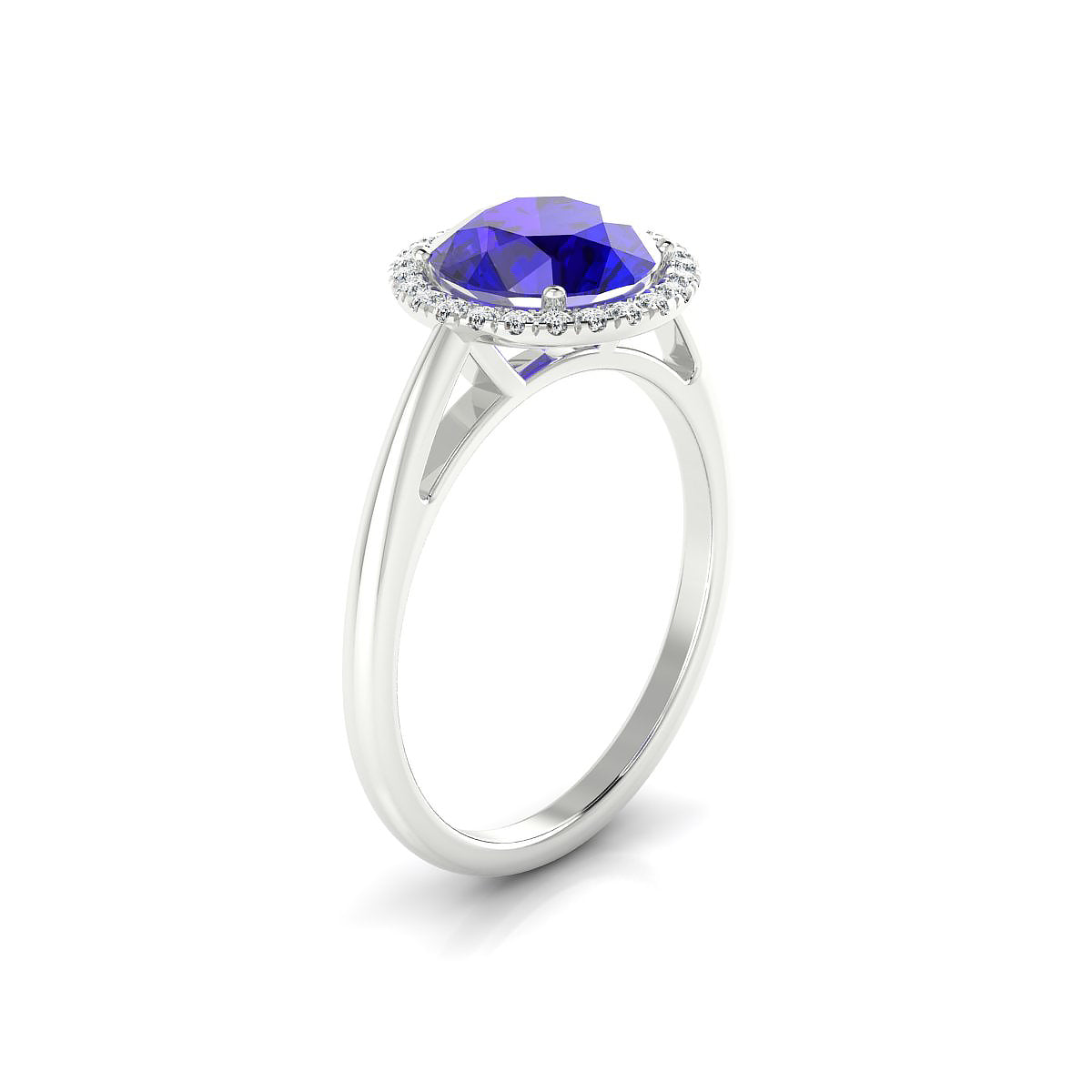 Solar | 18k White Gold 8 mm Round Tanzanite Ring